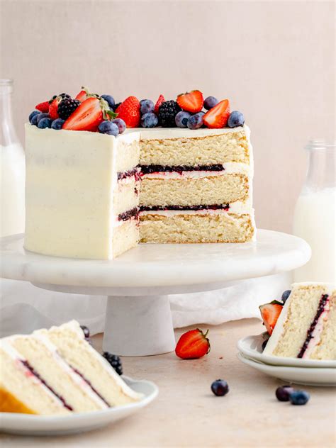 Strawberry and Blueberry Layer Cake - Julie Marie Eats