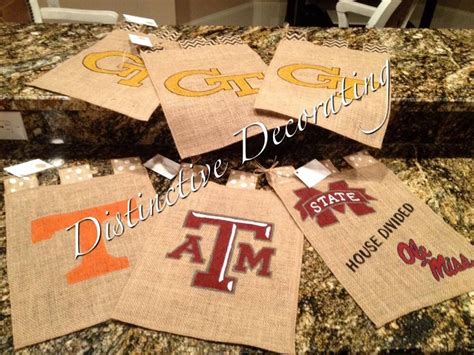 college football burlap garden flags - go vols, tennessee, ga tech, texas a&m and house divided ...