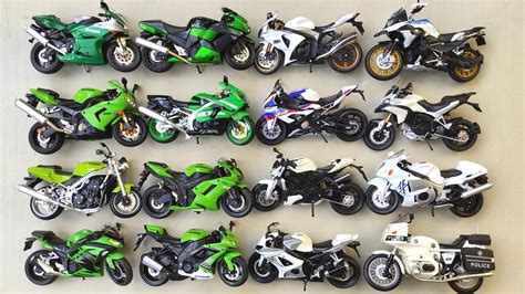 Various Diecast Metal Scale Model Motorcycle 1/12 Scale Green and White ...