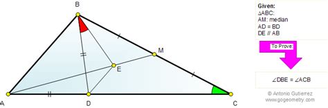 Math Education Geometry Problem 734: Triangle, Isosceles, Median, Parallel, Angle Bisector ...