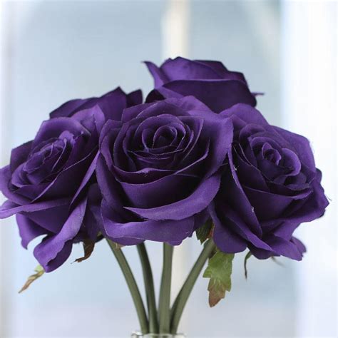 Purple Artificial Open Rose Bouquet - Bushes and Bouquets - Floral Supplies - Craft Supplies