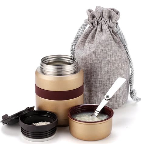 350ml stainless steel thermos food container inox folden spoon with bag ...