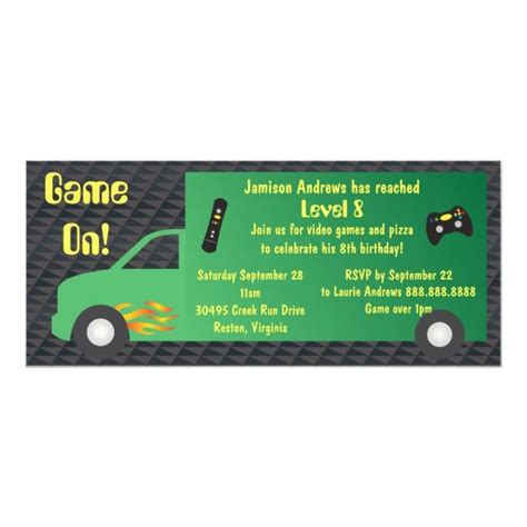 Video Game Truck Birthday Party Invitation | Zazzle | Game truck birthday party, Trucks birthday ...