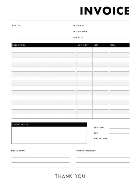 Free Invoice Templates PDF - World of Printables