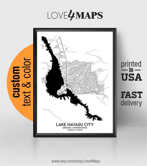 Lake Havasu City Arizona Map, Lake Havasu City Print, Lake Havasu City Poster, Personalized ...