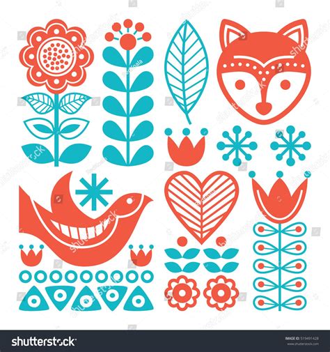 Finnish Inspired Folk Art Pattern Scandinavian Stock Vector (Royalty ...