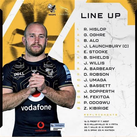 Lineup for Newcastle game 26/3 : r/WaspsRFC