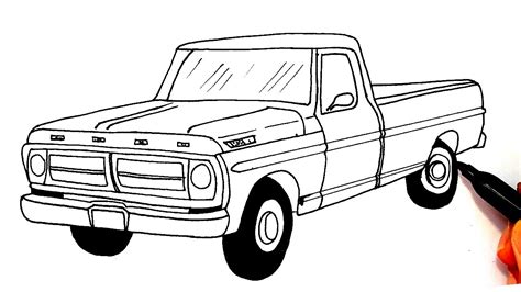 Ford F-100 Ranger - How To Draw Ford F100 Ranger Easy Simple Step By ...