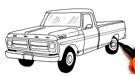 Ford F-100 Ranger - How To Draw Ford F100 Ranger Easy Simple Step By ...