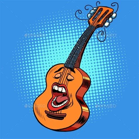 Emoji Character Emotion Acoustic Guitar Musical by rogistok | GraphicRiver