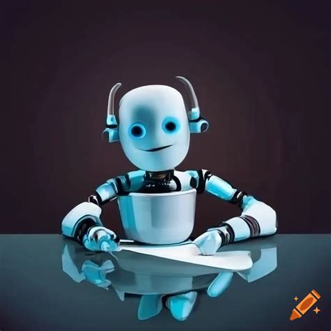 Humorous depiction of a robot sitting in a coffee cup on Craiyon