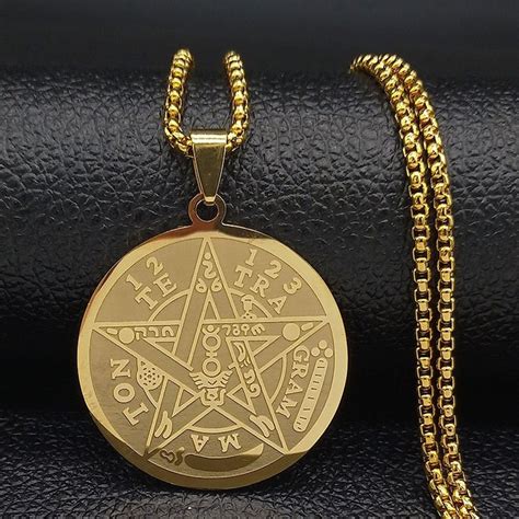 Gold Coloured Tetragram Tetragrammaton Pendant Necklace With - Etsy