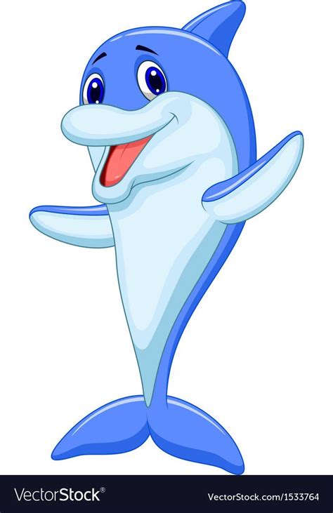 Vector illustration of Cute dolphin cartoon waving. Download a Free Preview or High Quality ...