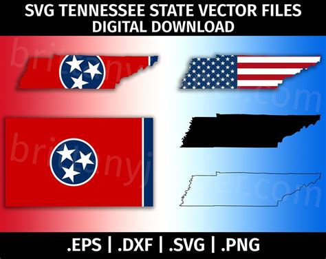 Tennessee State Flag SVG Vector Clip Art Cutting Files for