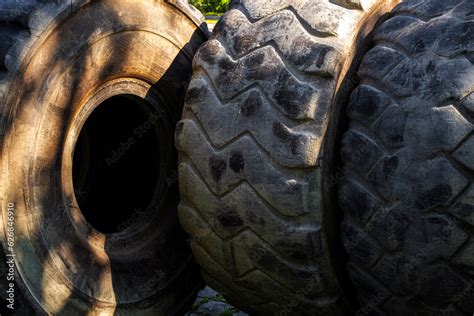 old used big dump truck tires Stock Photo | Adobe Stock