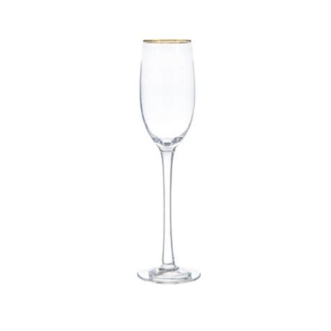 Gold Rim Champagne Flute, 7.5 oz (Rack of 36) - Atlanta Party Rentals