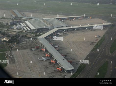 New Delhi, India - Jul 15, 2015. Aerial view of Terminal 3 of Indira Gandhi International ...