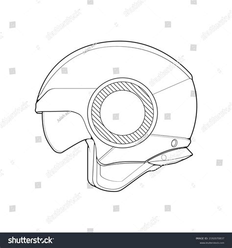 Template Helmet Half Face Line Art Stock Vector (Royalty Free ...