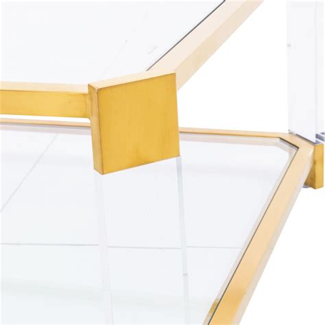 Warren Acrylic Gold Angle Square Coffee Table | Kathy Kuo Home