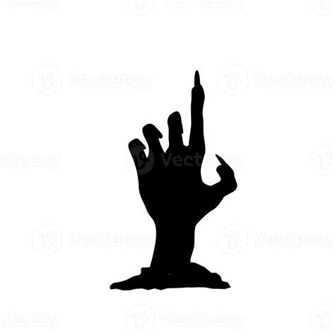 A zombie hand silhouette emerging from a grave to haunt the Halloween night. 14491344 PNG