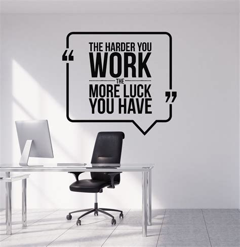 Vinyl Wall Decal Motivational Quote Hard Work Office Decorating Art Stickers Mural Unique Gift ...