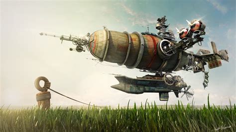 #1190742 aircraft, steampunk airship, Zeppelin, airships, concept art ...