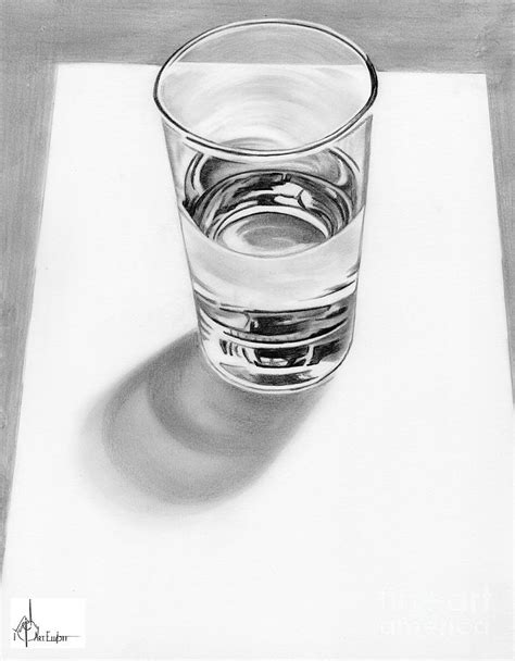 Glass of Water with lead Drawing by Murphy Elliott - Fine Art America