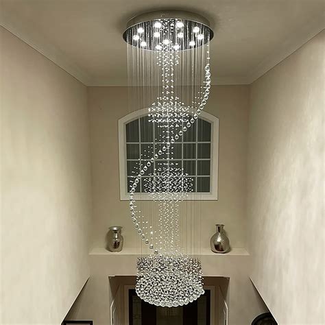 Buy 7PM Crystal Chandelier, Modern Large Spiral Raindrop Chandeliers, Flush Pendant Light ...