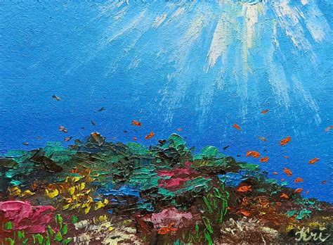 Underwater Painting Coral Reef Artwork Impasto Oil Painting | Etsy