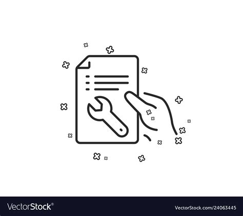 Spanner tool line icon repair service document Vector Image