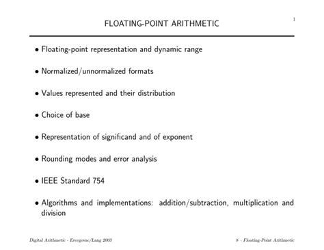 FLOATING-POINT ARITHMETIC • Floating