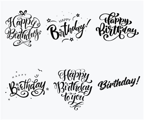 Premium Vector | Happy birthday calligraphy set typography text