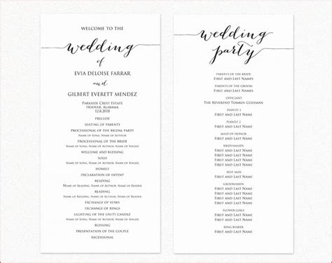 Christian Wedding Ceremony Program Template Templates-2 : Resume Examples