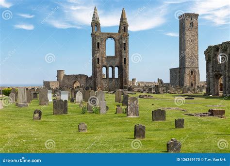 Ruin and Graveyard with Tombstones Near St Andrews Cathedral, Scotland Stock Photo - Image of ...