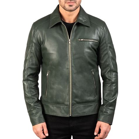 Dark Green Leather Jacket Made From High Quality