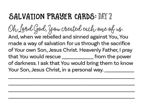 Salvation Prayer Cards - Kids Bible Teacher