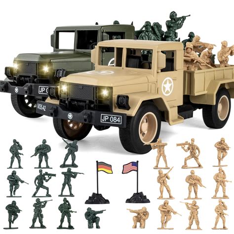 Buy 30 in 1 Die-cast Big Combat Trucks Toys with Lights and Sounds, Realistic Battle Soldier Men ...