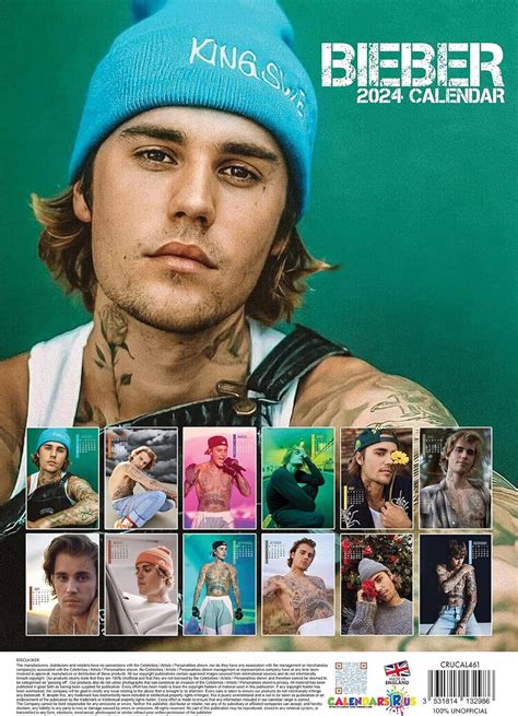 JUSTIN BIEBER 2024 CALENDAR LARGE A3 WALL SPIRAL BOUND WALL CELEBRITY CALENDAR | eBay