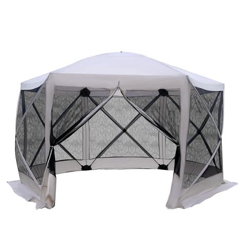 Buy Outsunny 12’ x 12’ 6-Sided Hexagon Hub Gazebo Screen Tent with Mesh Netting Walls & Shaded ...