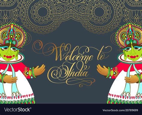 Welcome to india - hand lettering inscription Vector Image