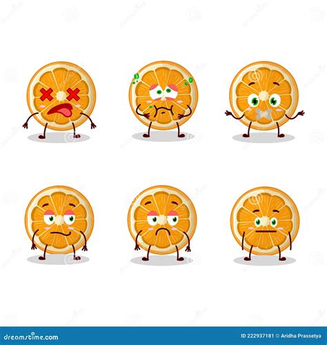 Slice of Tangerine Cartoon Character with Nope Expression Stock Vector ...