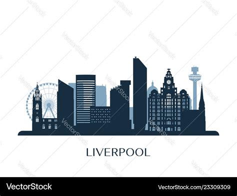 Liverpool skyline monochrome silhouette Royalty Free Vector