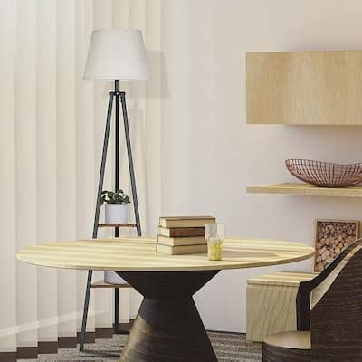 Tripod Floor Lamp with Shelves 65 inch Modern Standing Storage Lamps - 1 - Bed Bath & Beyond ...