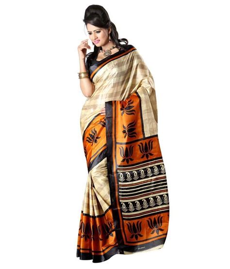 Geeta Sarees Multi Color Bhagalpuri Silk Saree - Buy Geeta Sarees Multi ...