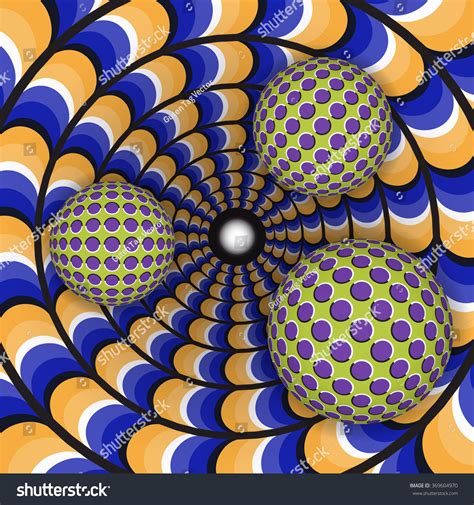 Optical Illusion Rotation Three Ball Around Stock Illustration ...