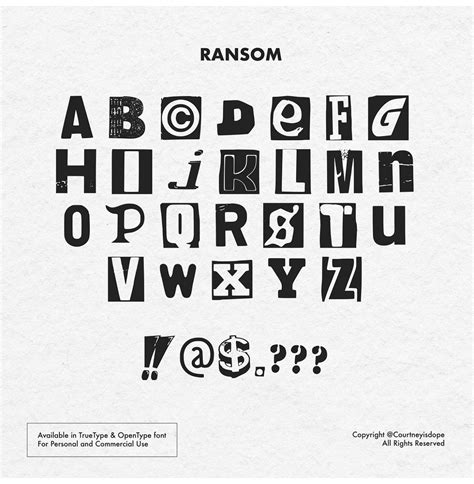 Ransom Note Vector Font - OTF, PNG & SVG Files | Bypeople