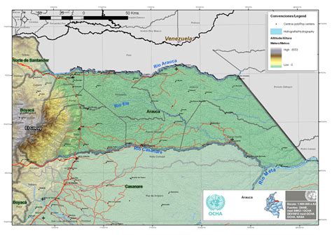 Physical map of Arauca - Full size