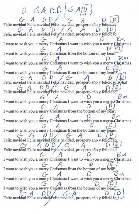 Feliz Navidad (Jose Feliciano) Guitar Chord Chart | Lyrics and chords, Guitar chord chart, José ...