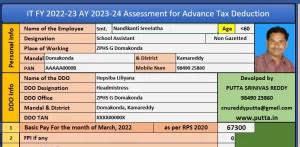 Putta Income Tax Software FY 2023-24 for Telangana and AP Govt. Employees | APTeacher.Net