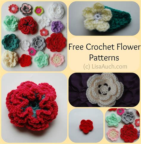 Free Crochet Patterns and Designs by LisaAuch: Free Crochet Flower ...